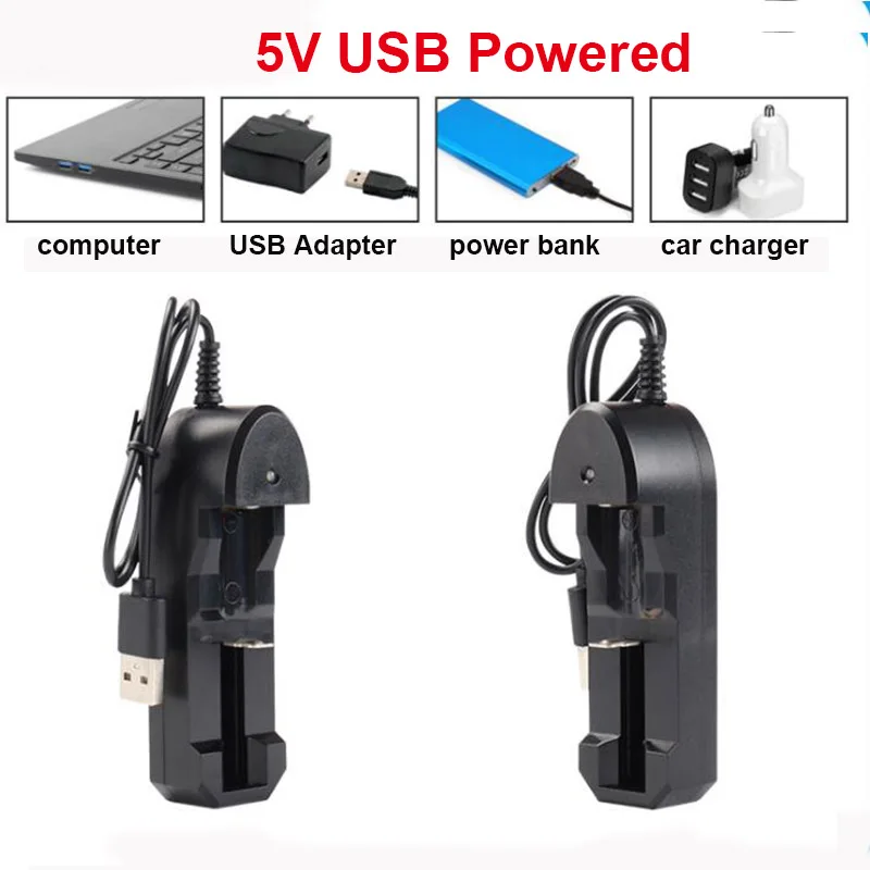 1/2/3/4 Slots LED Light 5V 2A 4.2V 1000mA USB Port 10440 14500 16340 16650 14650 18350 18650 18500 Rechargeable Battery Charger