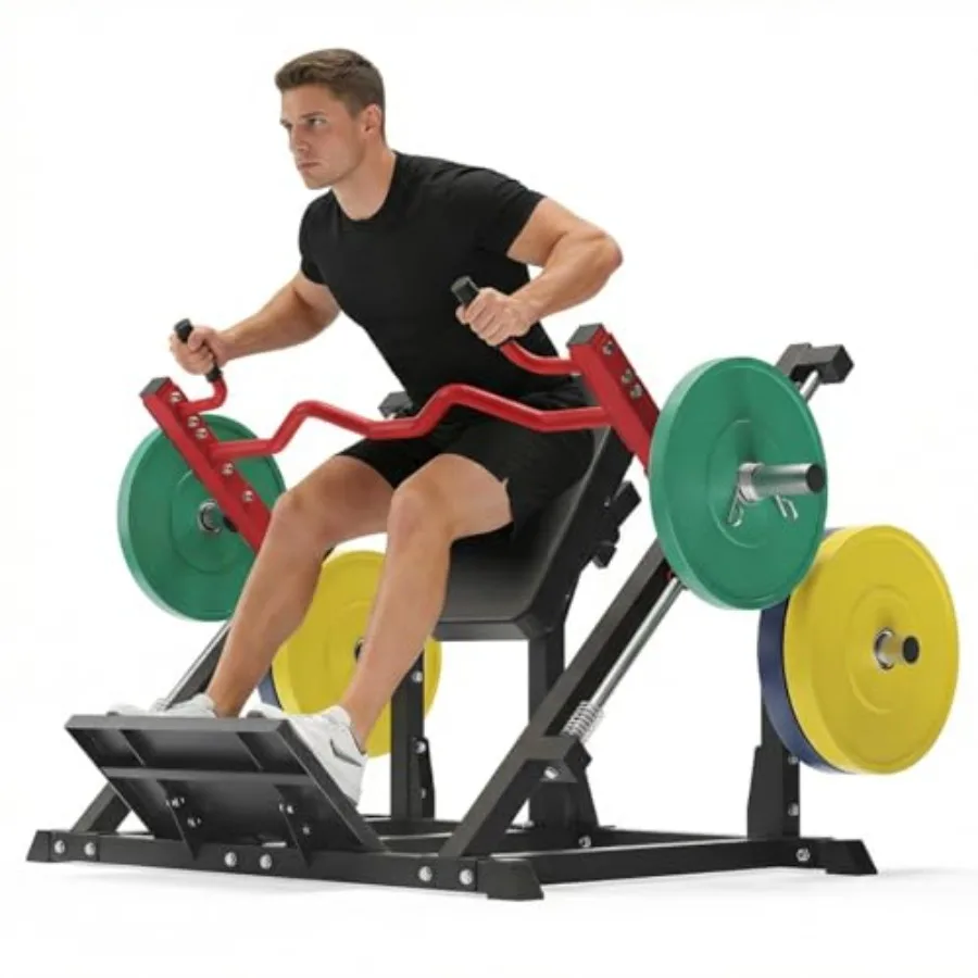 Home Gym Linear Row Machine Plate-Loaded Smith-Style Back Trainer with Linear Bearings Compact Multi-Grip Equipment for Small S