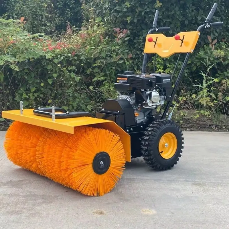 Hot Sale Petrol Brush Snow Sweeper for Russia 6.5hp Easy to Operate 80CM Width Brush Snow Removal Machine Used for Clearing Snow