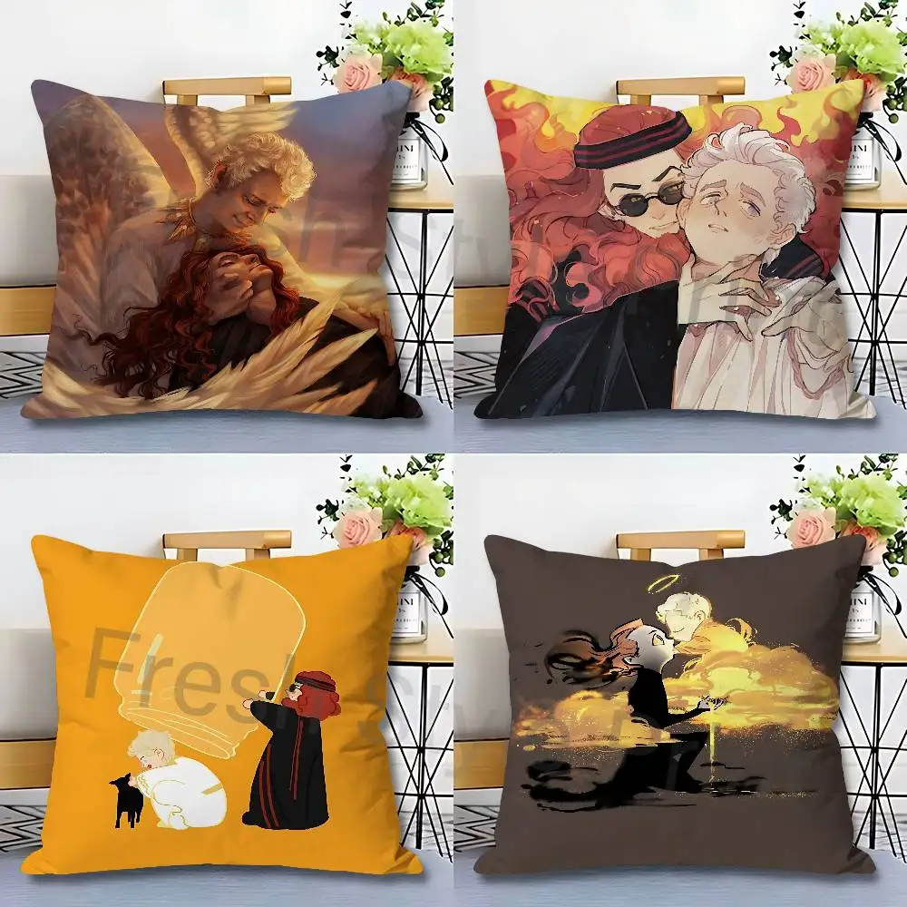 

G-Good O-Omens TV Various Sizes Square Pillow Case For Car Home Bedchamber Decor Custom Valentine gift