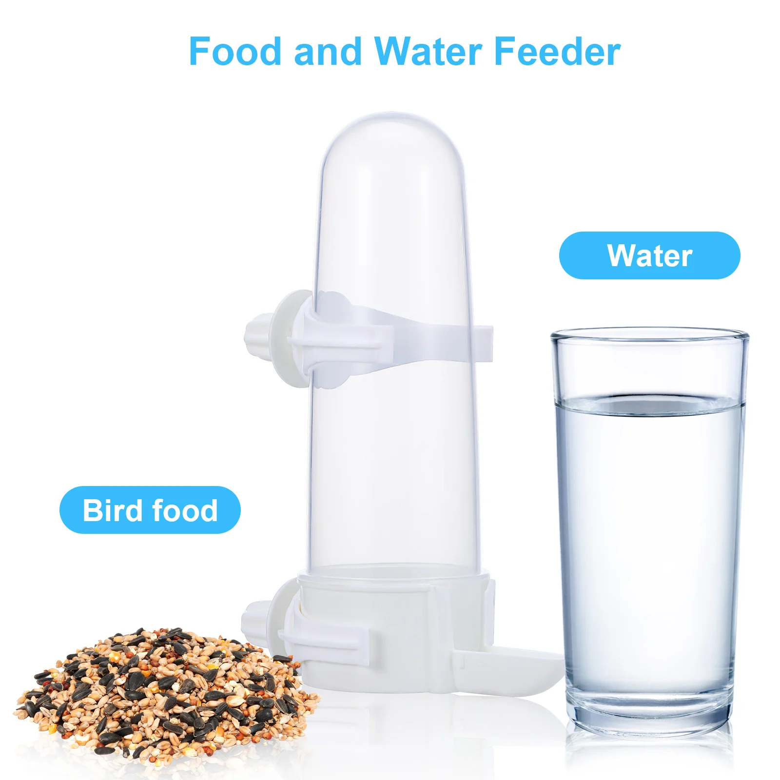 

2pcs Automatic With Clear Body For Mount Pet Feeding Tool Cage Water Dispenser Parrot Feeder Bird Food Container Automatic