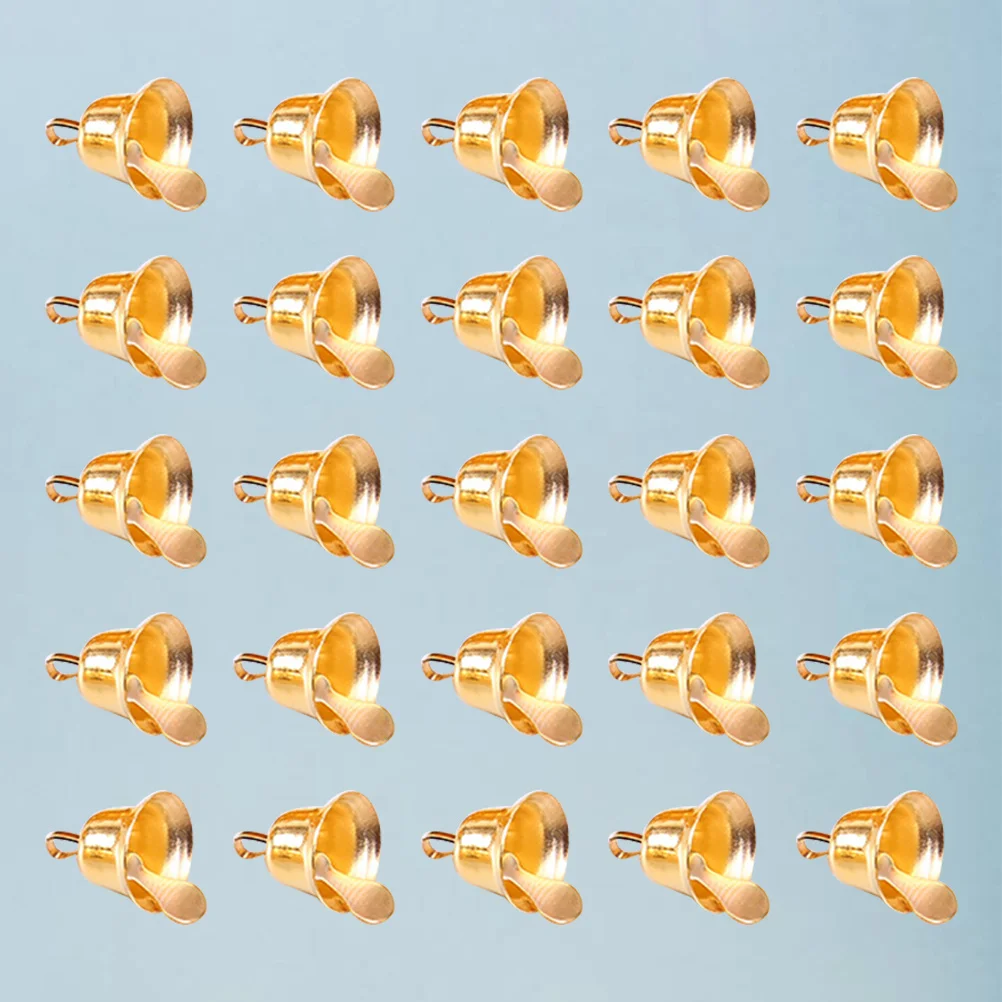 

80pcs Golden Mini Bells Pendants Christmas Decorative Hanging Diy Wind Chime Accessories For Tree Door Window Fireplace Party