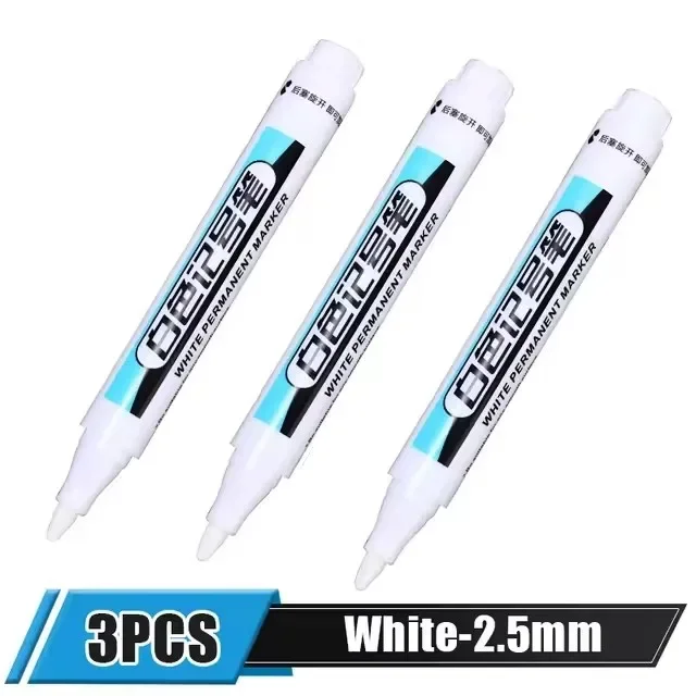 0,7/1,0/2,5 mm weiße Permanentmarker, Farbstifte für Holz, Stein, Kunststoff, Glas, Metall, Leinwand, Keramik, Kunstbedarf