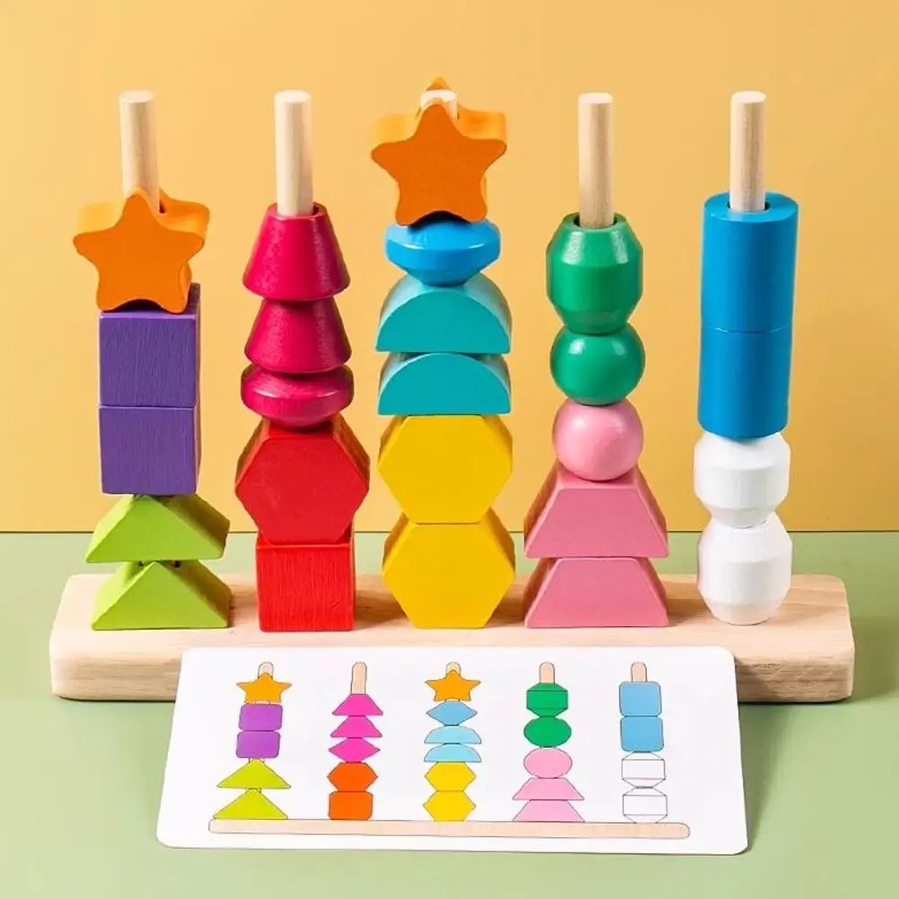 Holz spielzeug Farbform passendes Puzzlespiel bunte Perlen Farbe Erkenntnis frühes Lernspiel zeug Geschenk für Kinder Kinder d1m0