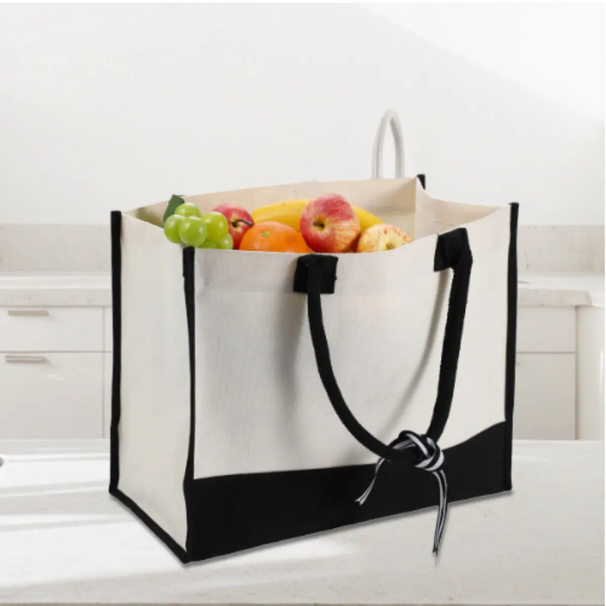 GRANDE PRETO PAPEL & ROCK BANG THEORY Design Patchwork Bolsa de lona para presentes de férias de inverno