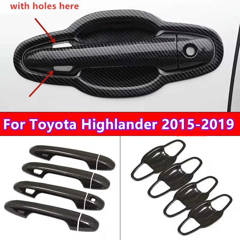 

Внешняя дверная ручка из углеродного волокна и накладка чаши для Toyota Highlander 15-19