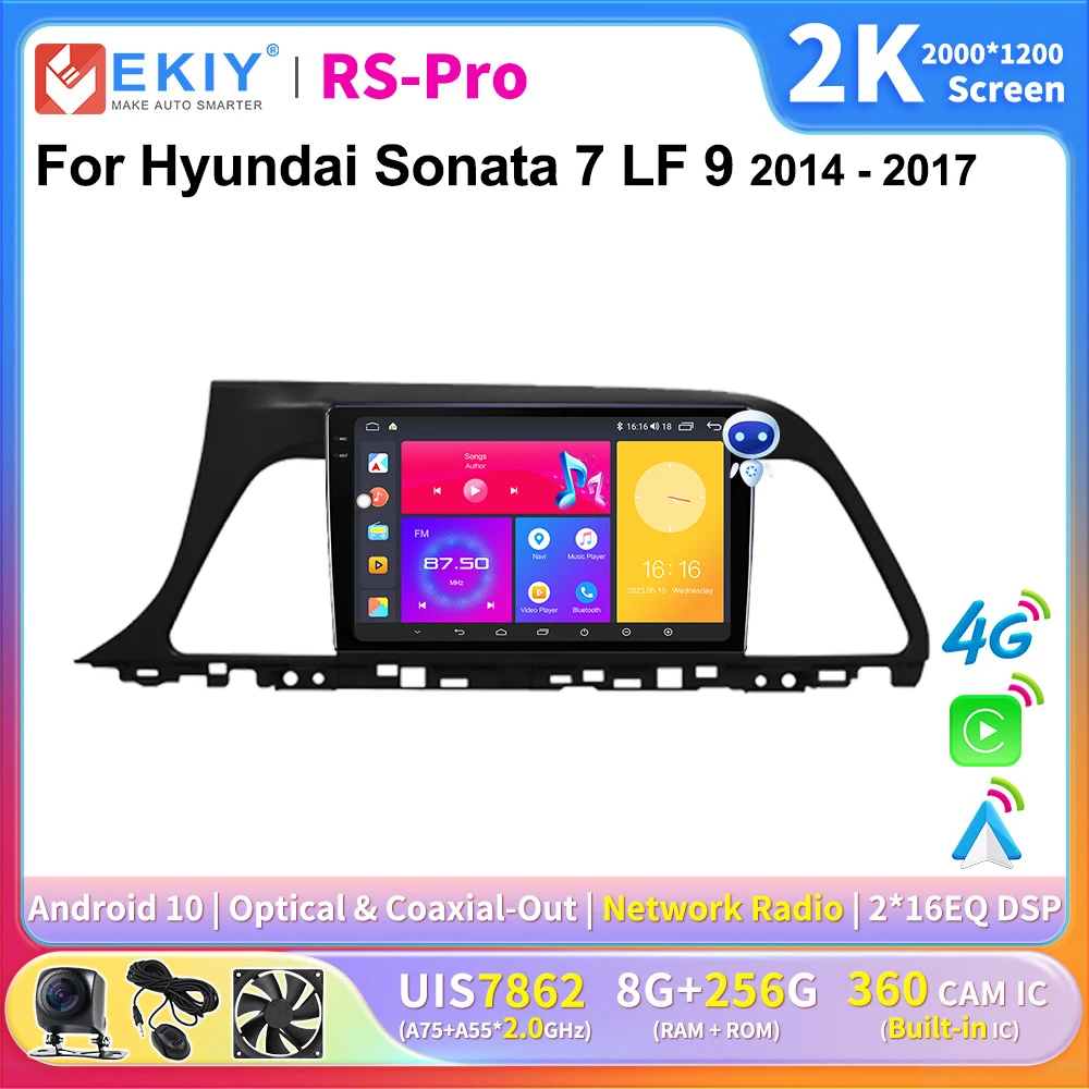 EKIY 2K Screen CarPlay Radio For Hyundai Sonata 7 LF 9 2014-2017 LHD Android AutoCar Multimedia Player Stereo GPS Navi Ai Voice