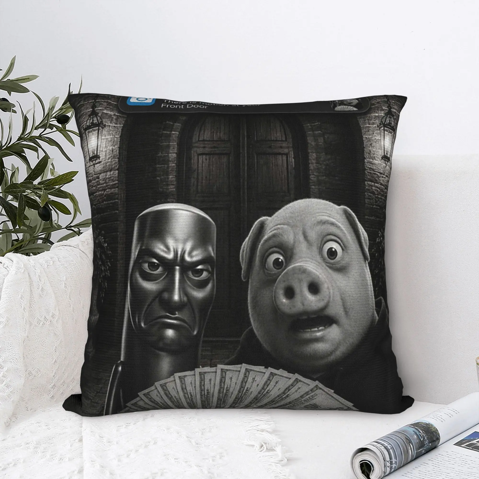 Tung Tung Tung Sahur John Pork Motion Pillow Case  Kawaii Pillow Cover Comfy Pillowcases For Sofa Home Decor