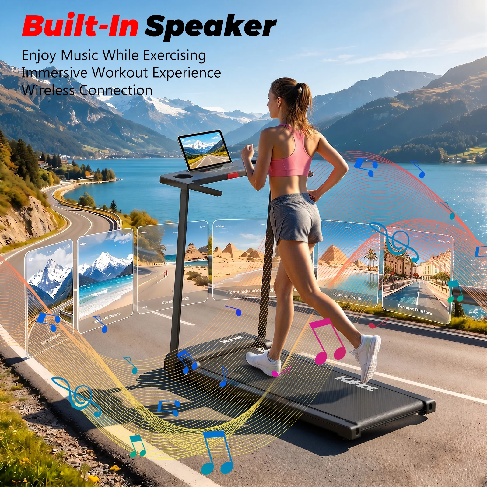2-in-1 Folding Treadmill With APP Control & Bluetooth Speaker, 1-12km/h Home Walking Running Machine, 2.0HP Peak Motor, LED Display, 12 Preset Proograms, Foldable Fitness Equipment, Black