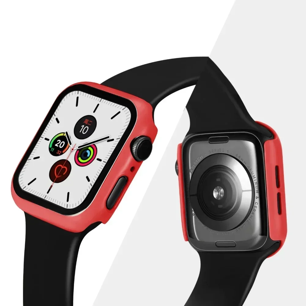 Gehärtetes Glas + Schutzhülle für Apple Watch Zubehör 44mm 41mm 45mm 40mm 42mm Displayschutzfolie Apple Watch Gehäuse Serie 9 4 5 6 SE 7 8 – Detail 6