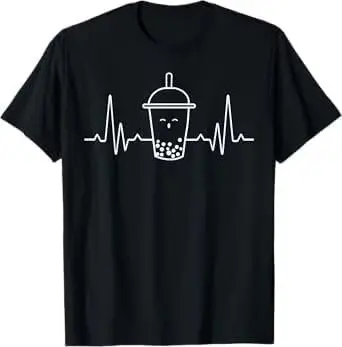 Bubble Tea Heartbeat Tapioca Pearl Milk Boba Tea Drink T-Shirt