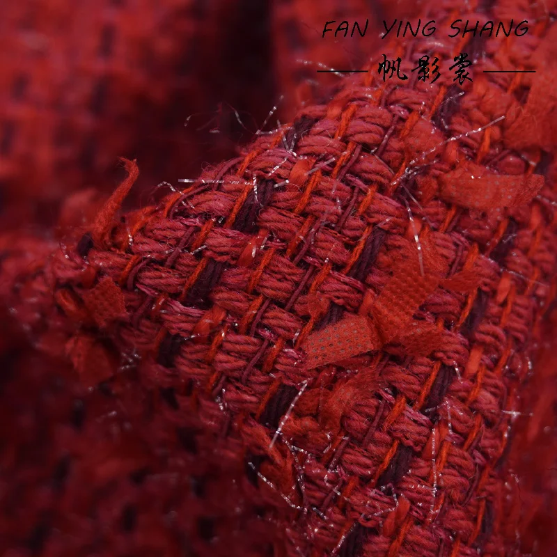 

3-цветная красная яркая шерстяная твидовая ткань для пальто своими руками