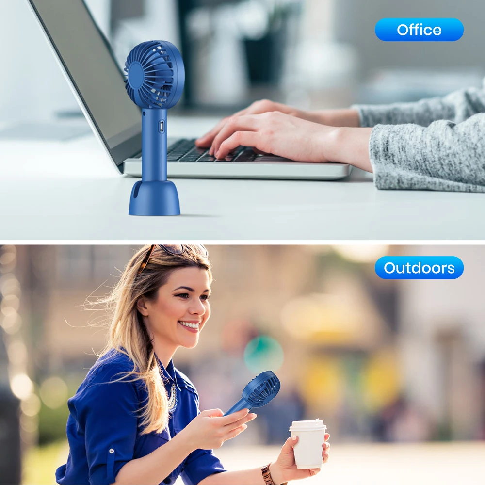 TOPK 1800mAh Rechargeable Mini Portable USB Fan [3-9 Working Hours] Personal Hand Fan table Cute Design Standing fans for room image 5
