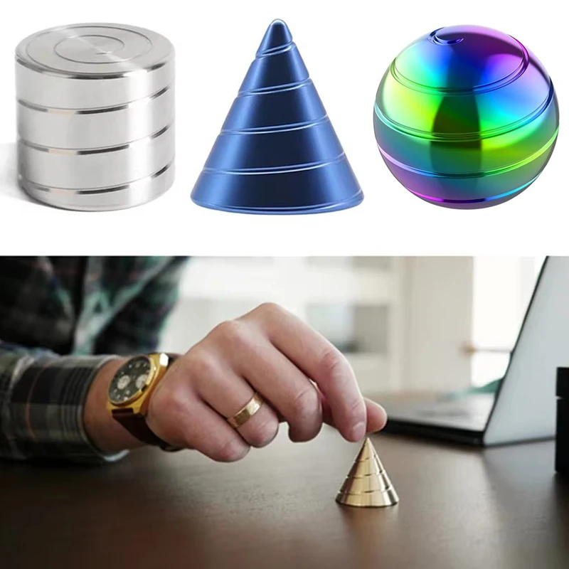 Kinetic Spinning Desk Toy Optical Illusion Fidget Spinner for Adults Office Metal Stress Relief Quiet Anxiety Cool Gadgets Stuff