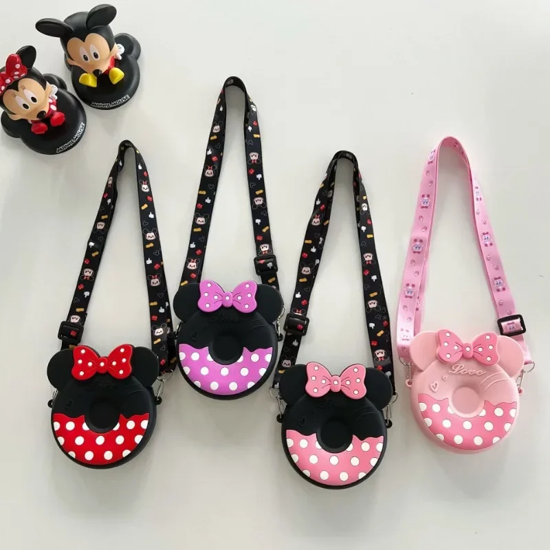 Disney Mickey Mouse Silicone Shoulder Bag for Girls Children Kids Coin Purse Crossbody Side Bag Cute Cartoon Portable Mini Size