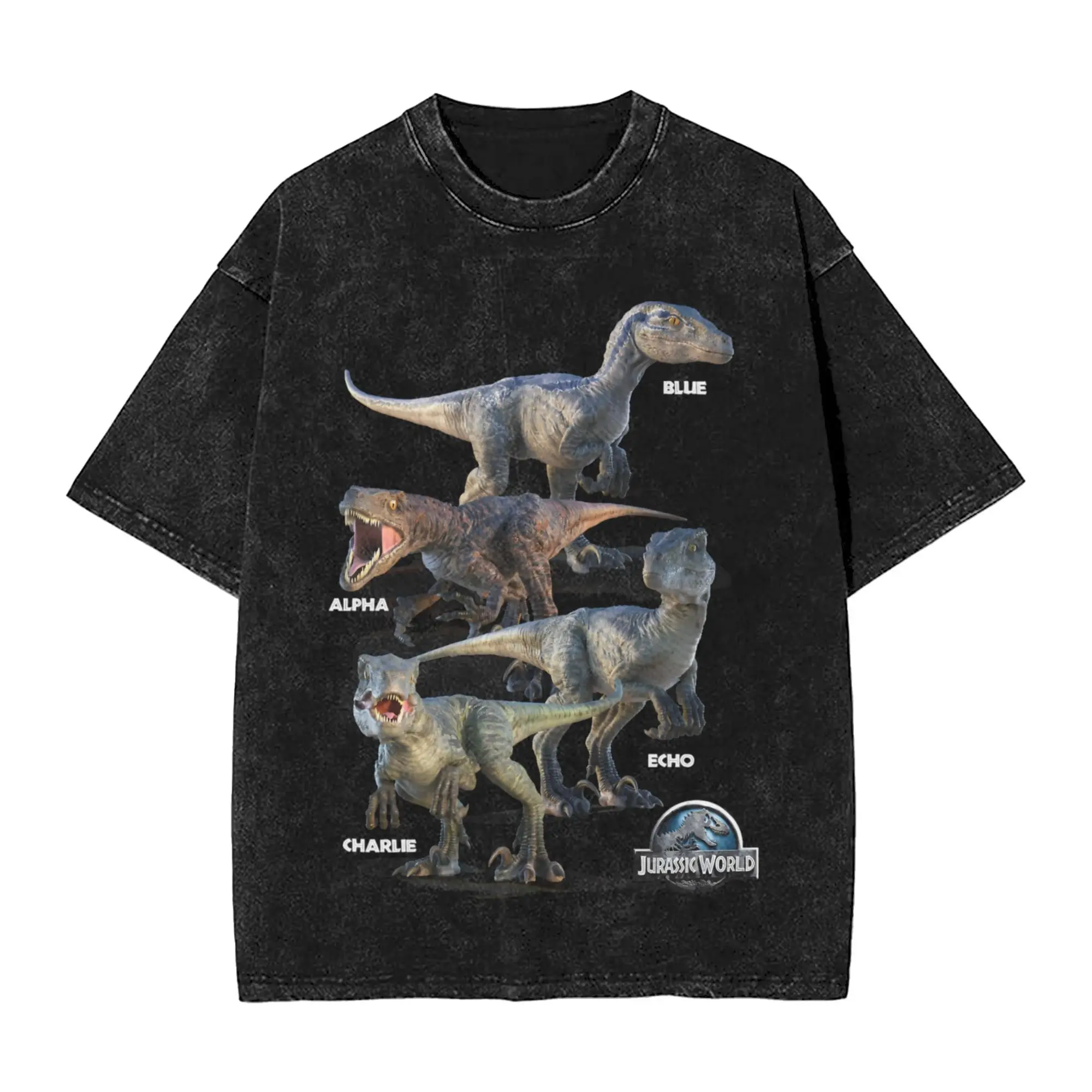 

Dinosaur Raptor Squad Парк Юрского периода, стираные футболки, уличная одежда, хип-хоп, новинка, футболки, футболки, топы для мужчин и женщин, хлопок с принтом