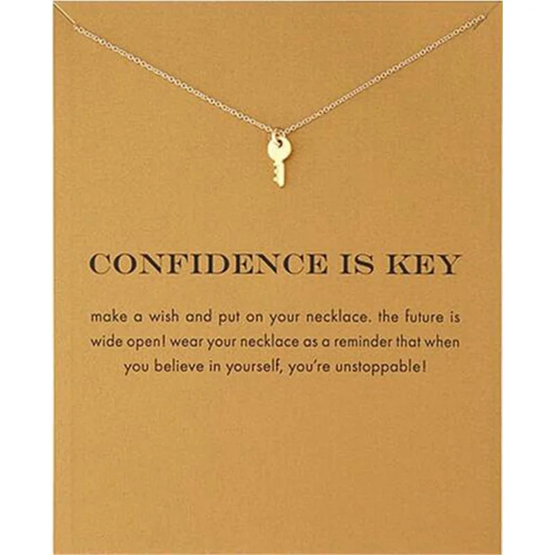 Fashion Confidence Gold Color Key Pendant Necklaces Wish Gift Women Simple Clavicle Chain Choker Birthday