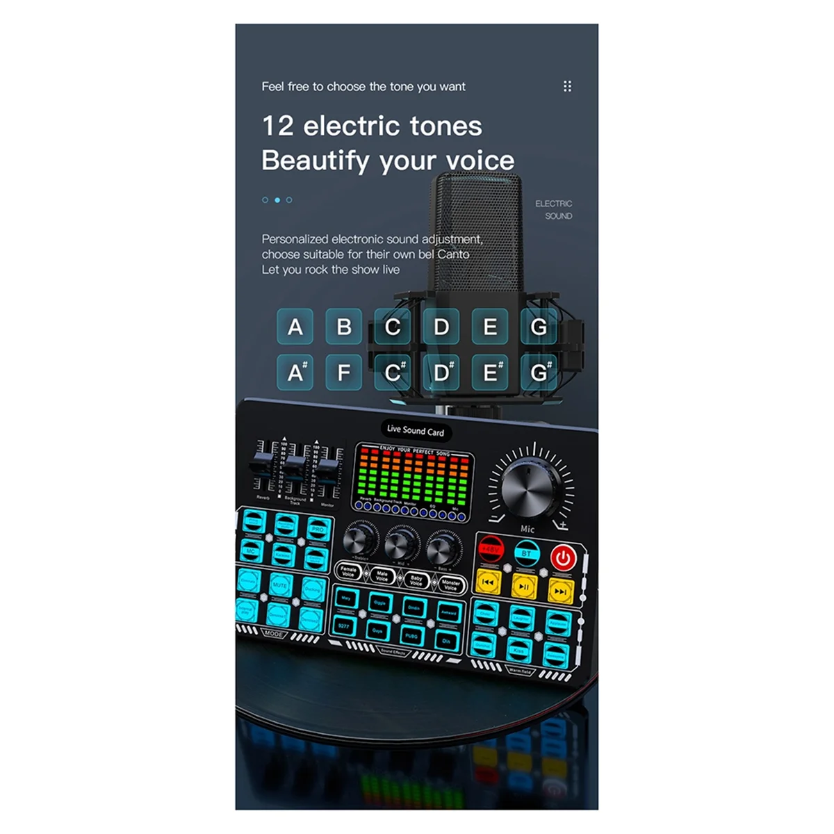 Q6S Live Sound Card Audio Interface with DJ Mixer Effects and Voice Changer Audio Mixing Console for Streaming