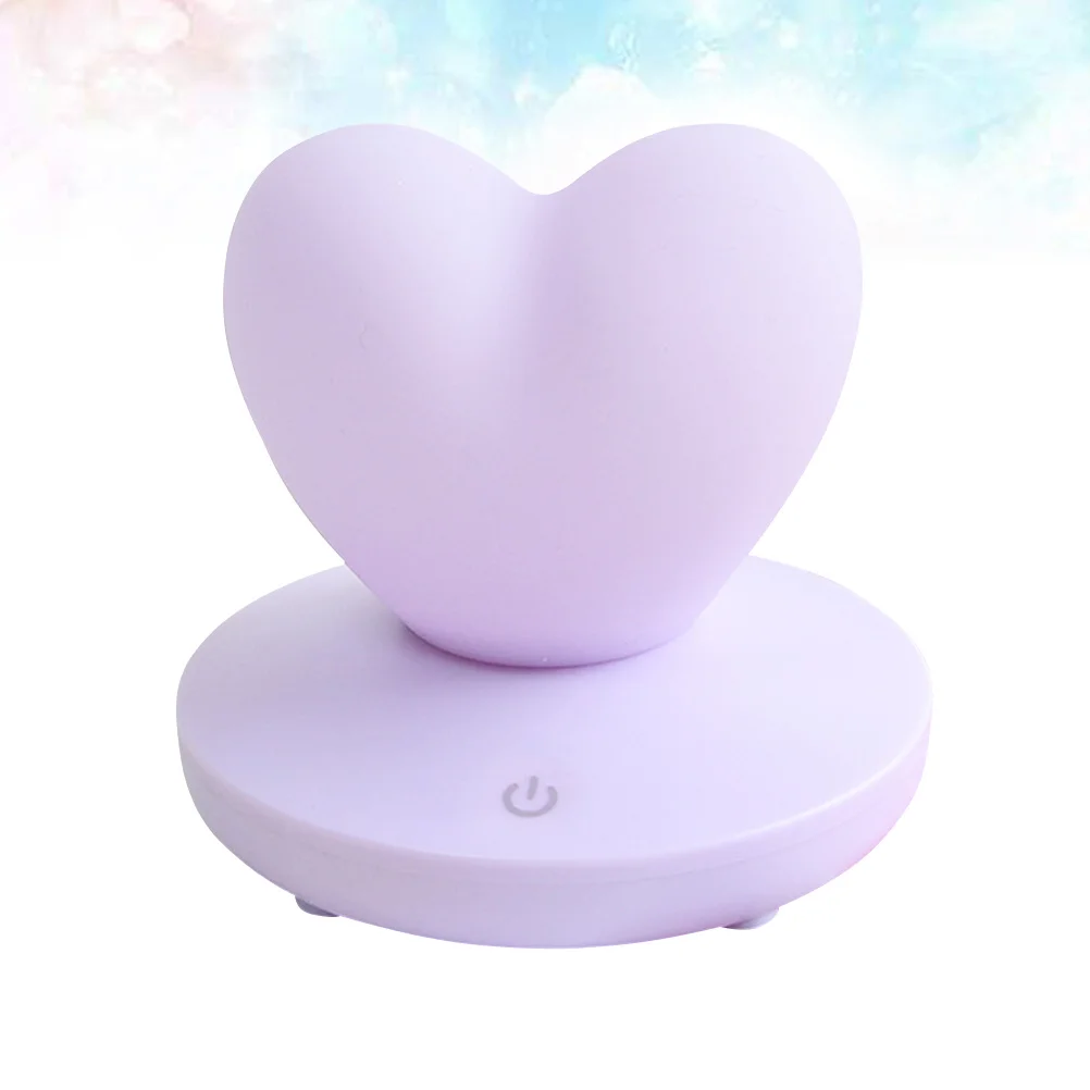 Heart Shape Rechargeable Night Light Purple Compact Creative Bedside Lamp for Room Bedroom Gift Night Light