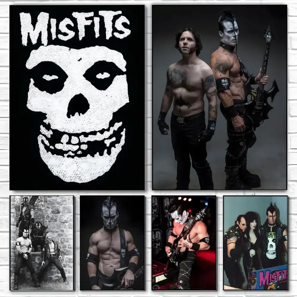 Rock M-Misfits Poster Self-adhesive Art Waterproof Paper Sticker Coffee House Bar Room Wall Decor