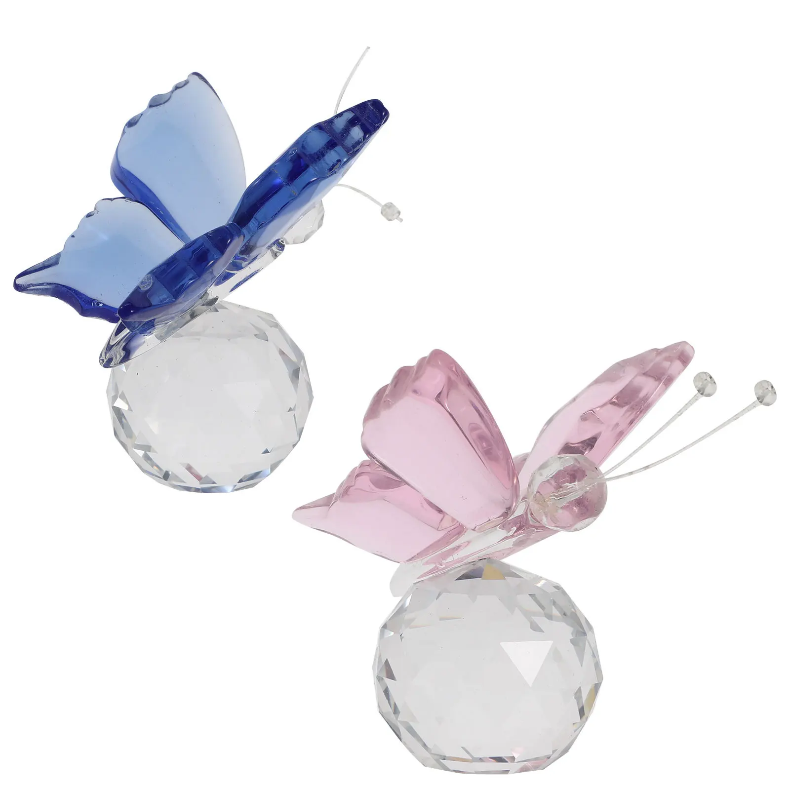 

2Pcs Glass Butterfly Crystal Decor Mini Desktop Ornament Charming Adornment for Home Kids Room Car Decoration Crystal Adornment