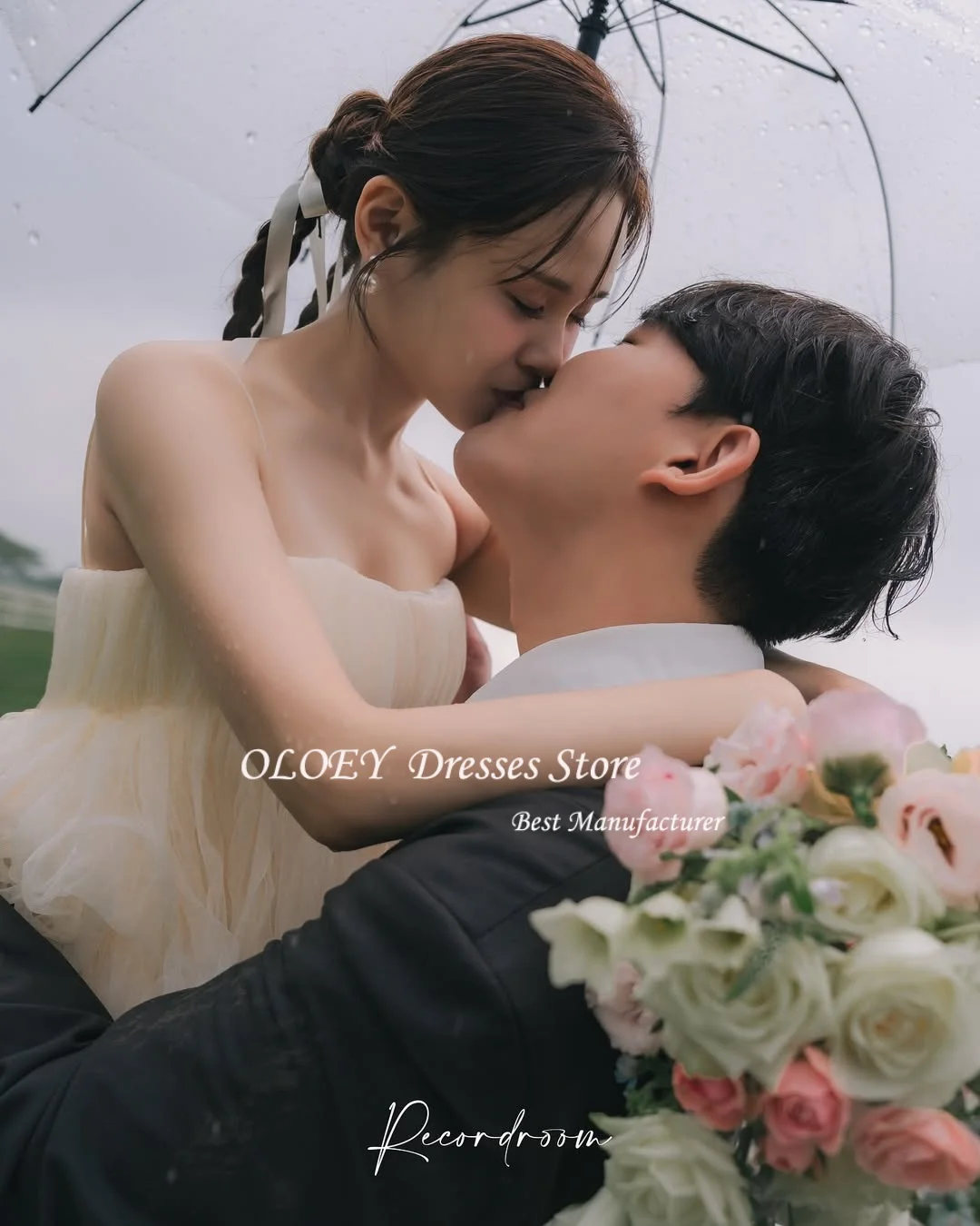 OLOEY paski spaghetti miękki tiul warstwowe suknie ślubne Korea 2025 sesja zdjęciowa wielowarstwowe suknie ślubne suknia wieczorowa dostosowane