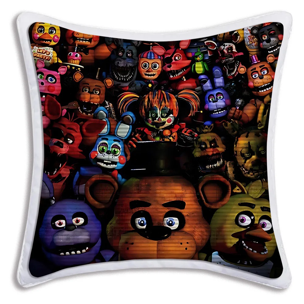 FNAF Horror Game Cartoon Pillow Covers Cartoon Sofa Decorative Home Double-sided Printing Short Plush Cute Cushion Cover