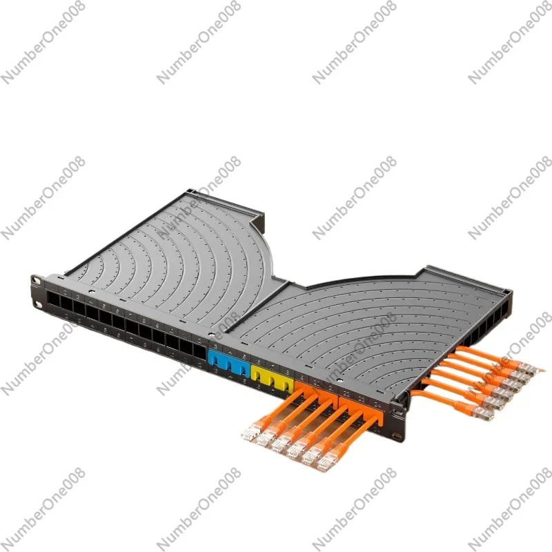 24-Port 1U Metal Cable Management Panel, Rack Mount Side Channel Wire Organizer for Network Switch Server