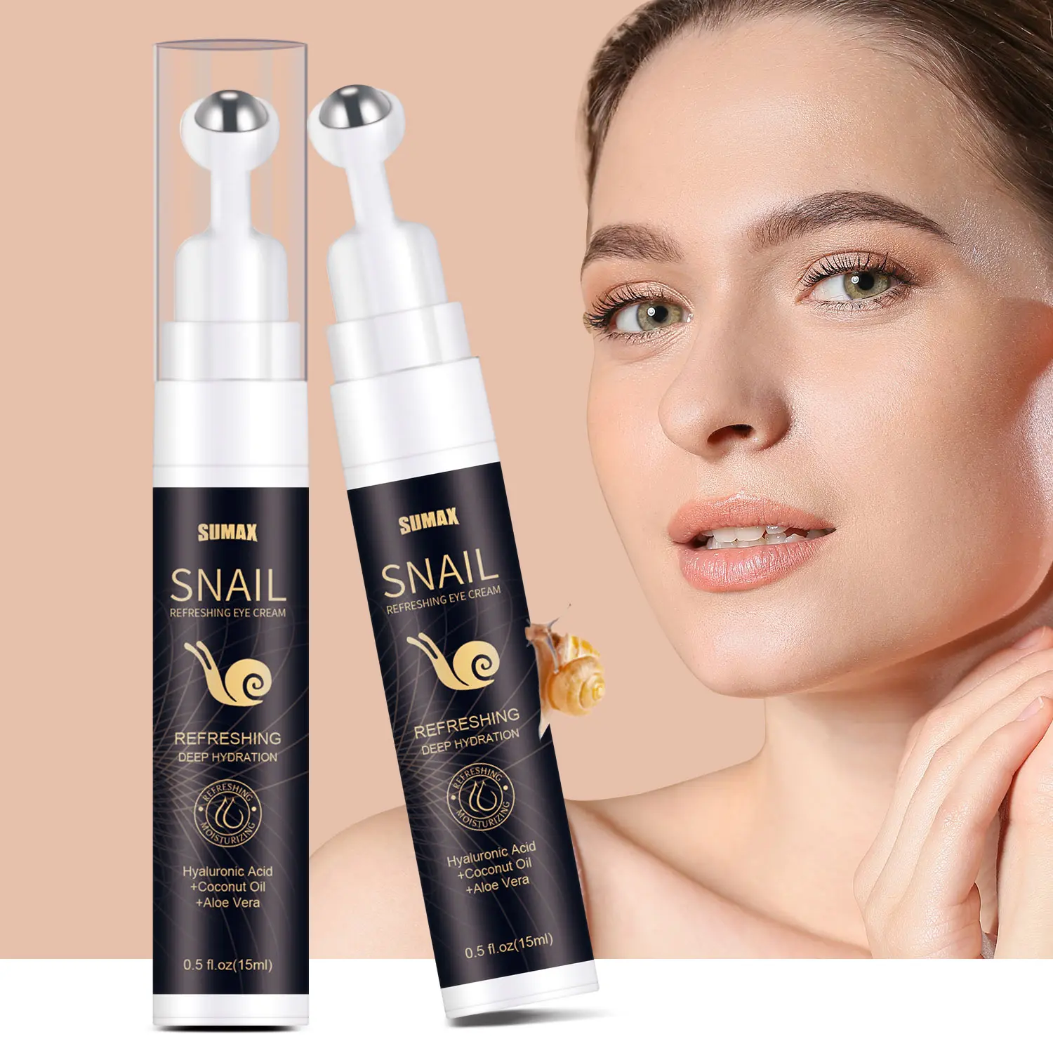 SUMAX 15ML SNAIL REFRESHING EYE CREAM Moisturizing Nourishing Anti Puffiness Dark Circle Hydrates Removal Wrinkles