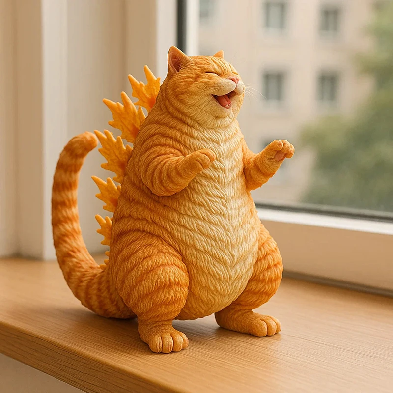 1Pc Monster Cat Figurine Roar Design Funny Office Desk Decor Home Decor Gift for Cat Lovers Novelty Collectible Cat Sculpture