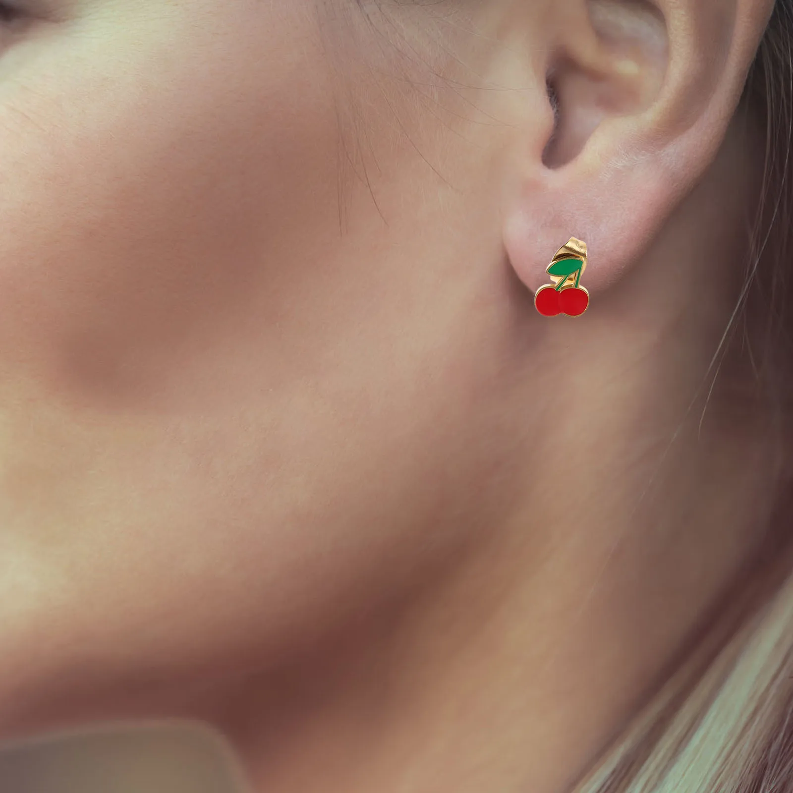 

1Pair Minimalist Cherry Earrings Titanium Steel Lightweight Comfortable Casual Formal Dainty Earrings for Women
