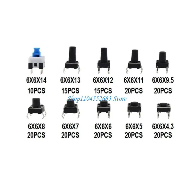 

Y6GD 180PCS Push Button Switches Assortment Set 6x6mm Touch Push Button Switches