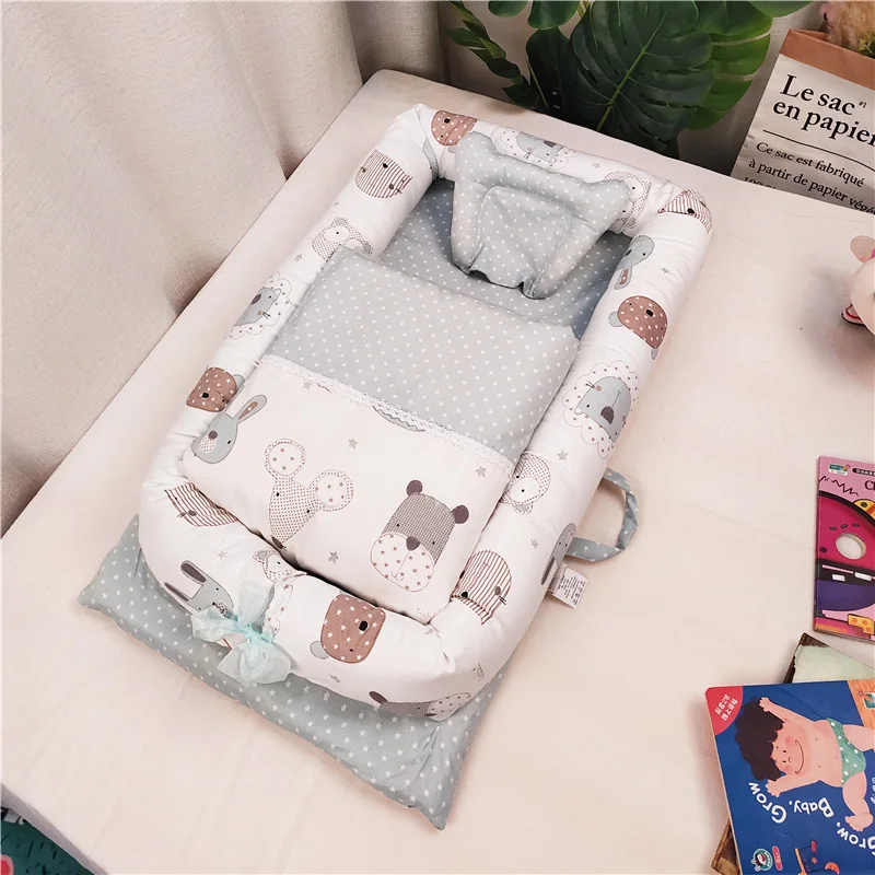 سرير أطفال من الساتان القطني بنسبة 60%، سرير لحديثي الولادة قابل للطي، سرير أطفال بيونيك متعدد الوظائف