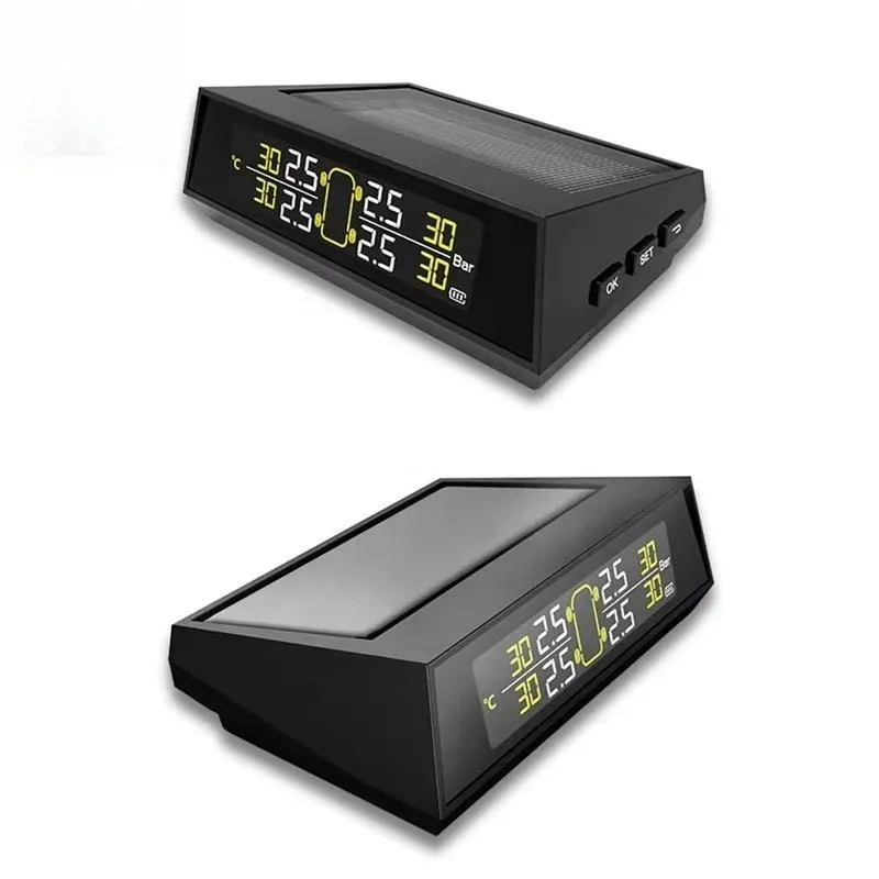 Solar TPMS Tire Pressure Monitoring System LCD Display 4-Piece Wireless External Sensors Environment Protection