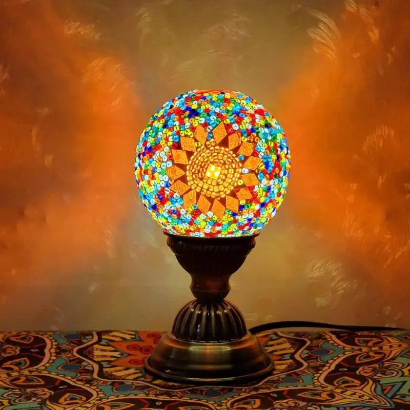 Mosaic Table Lamp Bedside Children\'s Room Decorative Lighting Turkish Ball Diy Nightlight  Bed Room Desk Decoration Desk Lamp