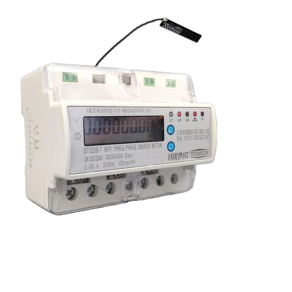 3 Phase 60A Remote Control Wifi Smart Din Rail Energy Meter Kwh With Over Under Voltage Current Protection RS485 view 3