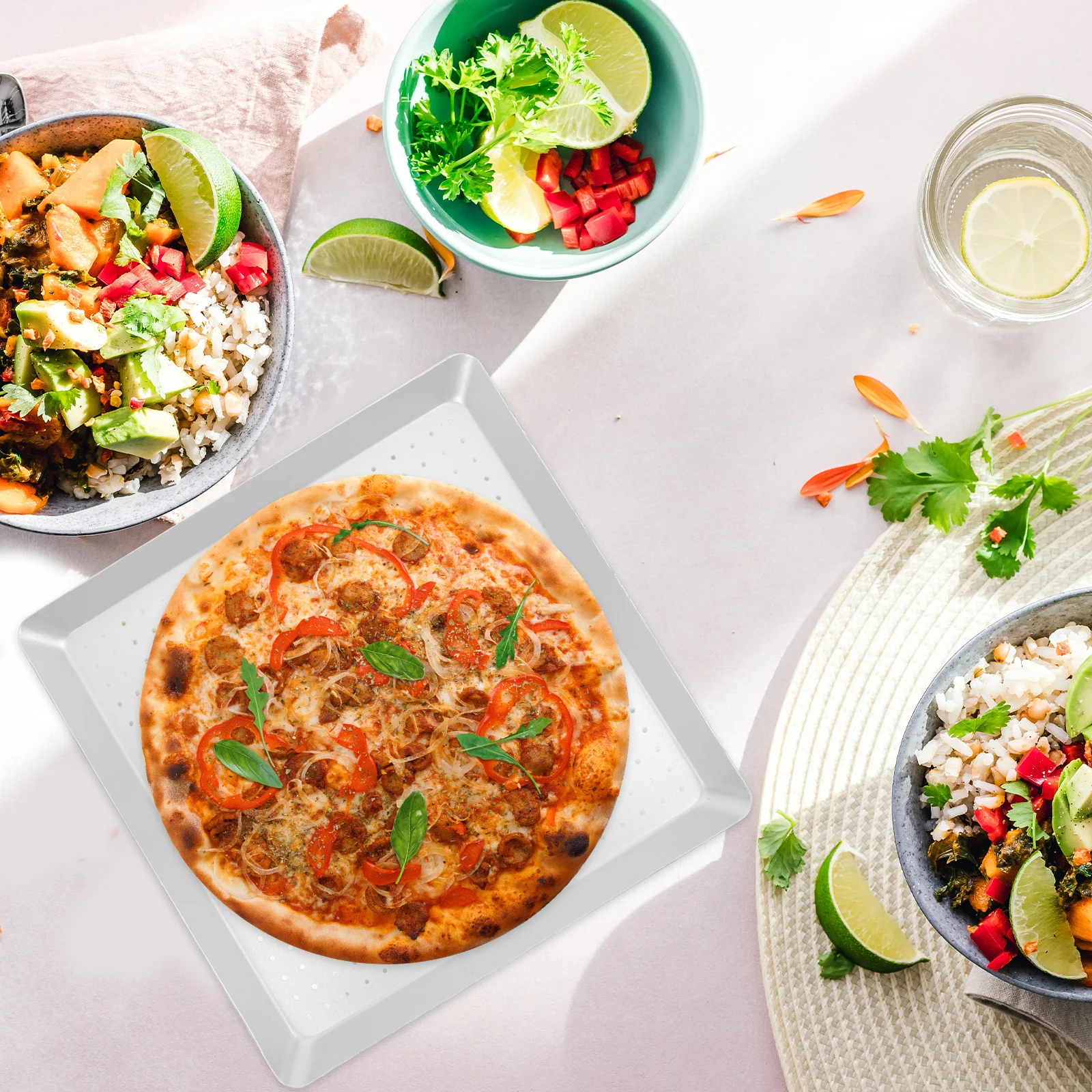 

Pizza Pan Perforated Nonstick Aluminum Alloy Baking Tray Crisp Oven Resistant Pizza Baking Tool Kitchen Use Round Cake Pan