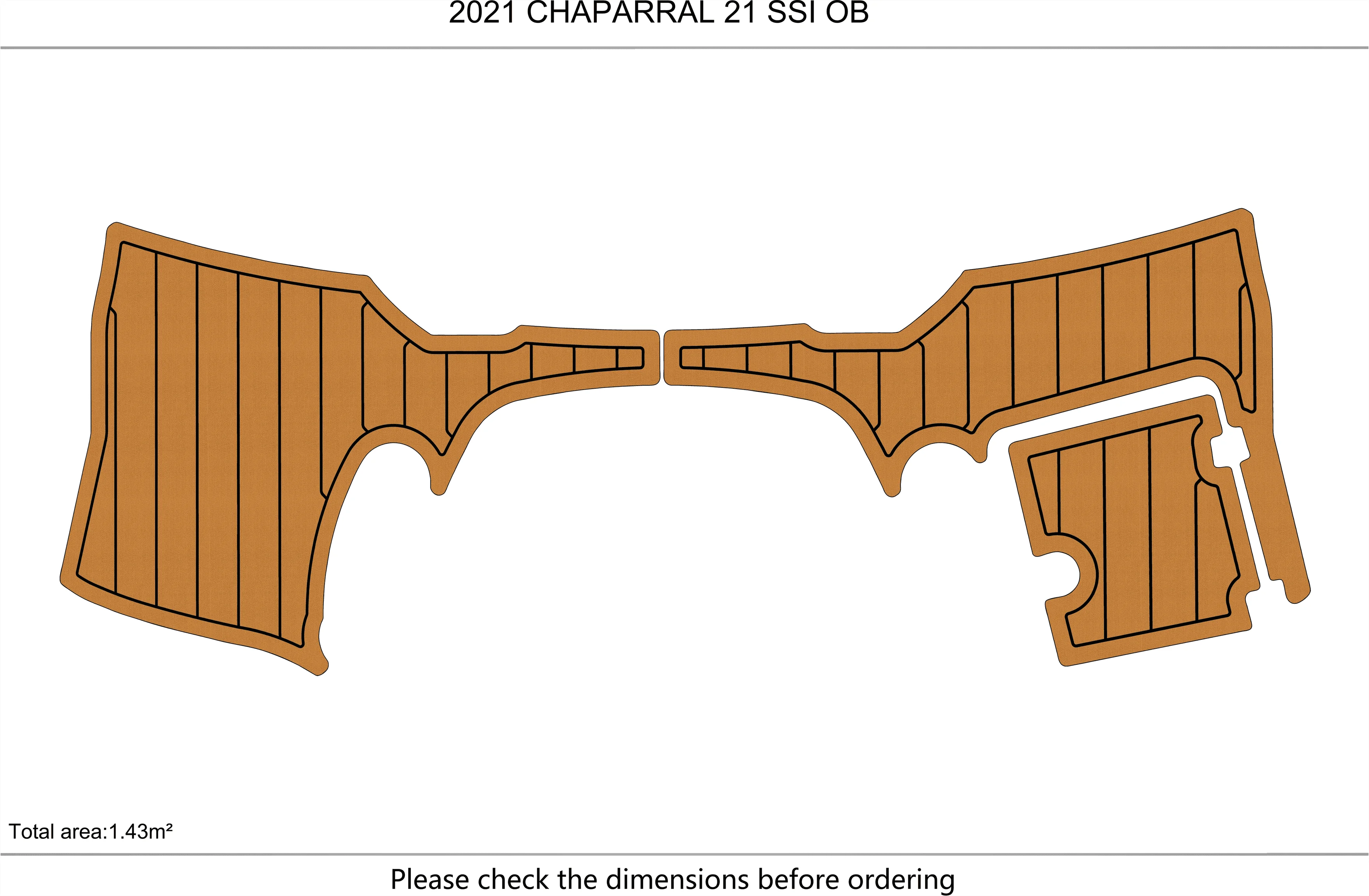 Marine Faux Teak EVA Non-Slip Mat-2021 Chaparral 21 SSI OB Self-Adhesive 1/4