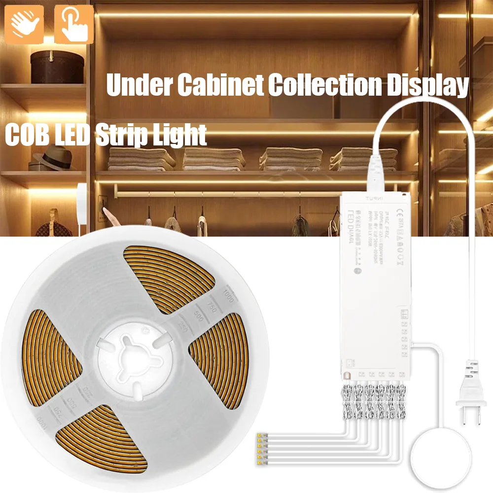 調光可能な-led-キャビネットライト-cob-ストリップハンドタッチモーションセンサースイッチカット可能-diy-キッチン棚ショーケース寝室バックライトランプ