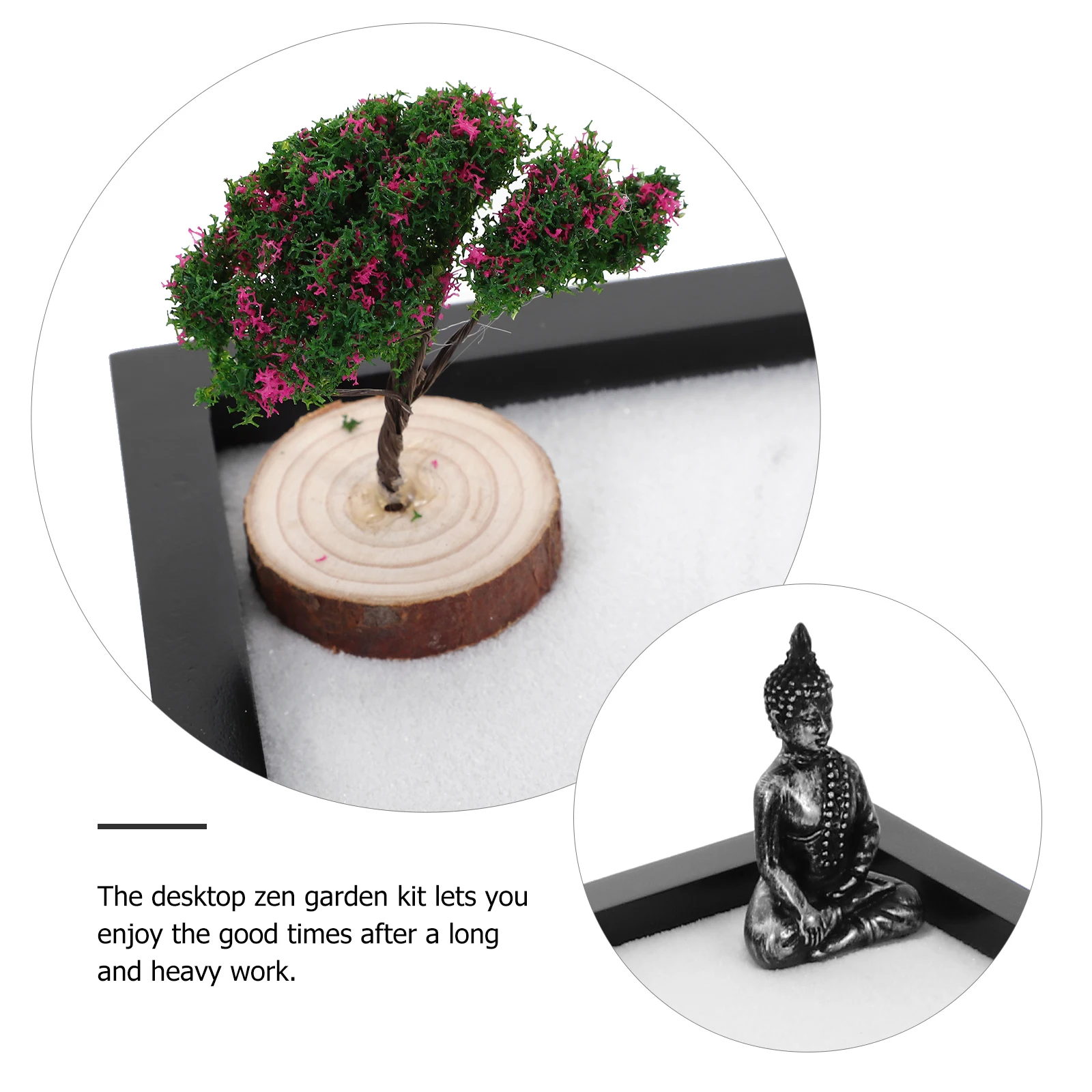 

1 Set Zen Garden Kit Buddha Theme Sand Box Ornament Micro Landscape Decor For Office Home Desktop Meditation Sandbox Figure