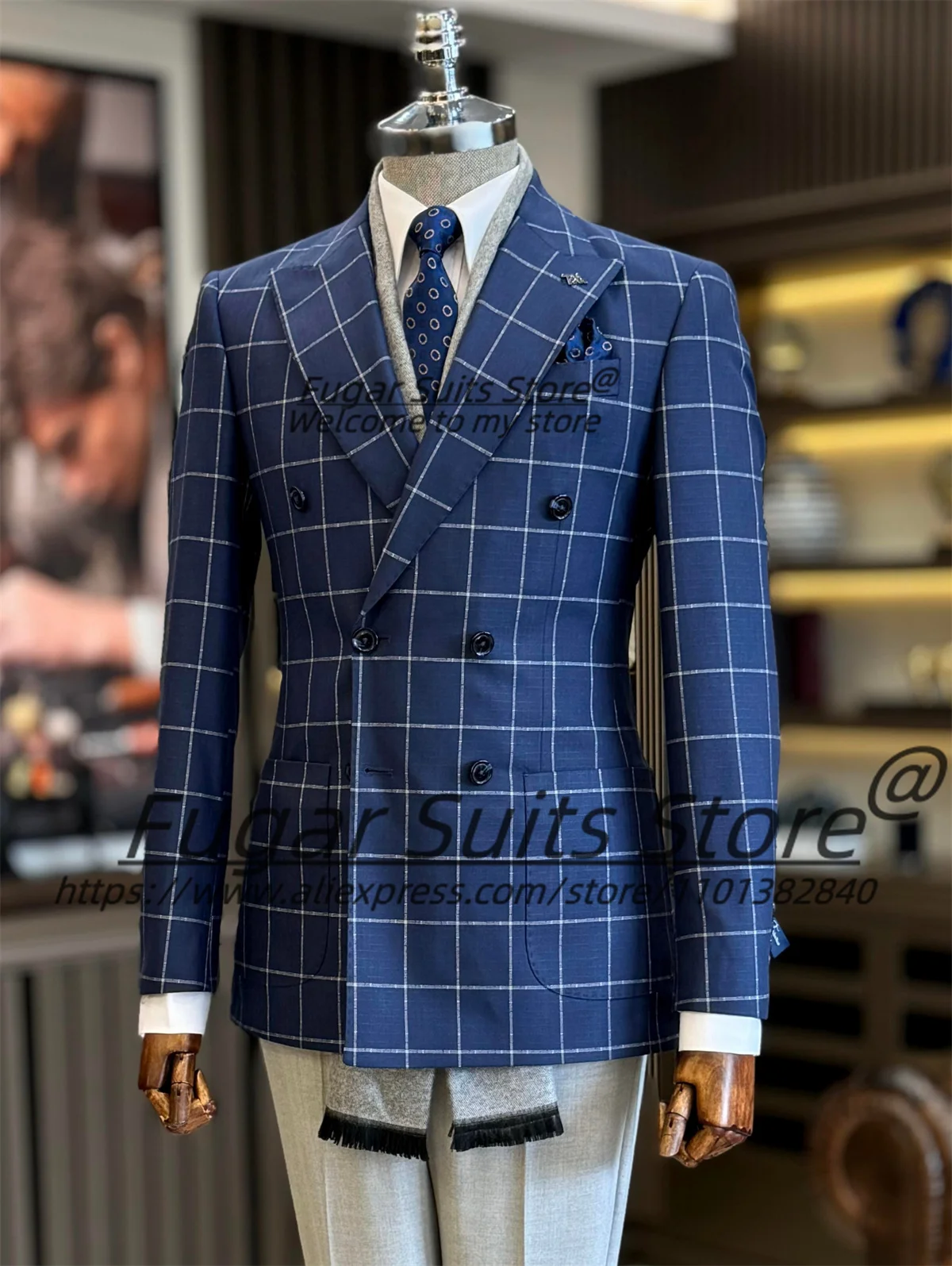 Estilo britânico preto xadrez ternos masculinos fino ajuste pico lapela noivo festa smoking 2 peças define negócios masculino blazers traje homme