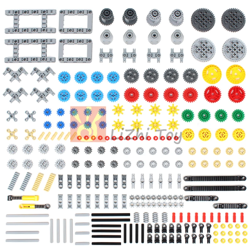 Bloques MOC con tecnología, bloques de construcción, amortiguador, Pin, conector de eje, embrague, tocadiscos, estante de engranaje, dirección de coche, juguete Mindstorms