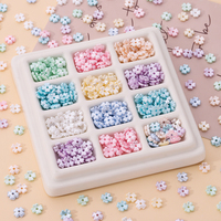 100pcs 7*7mm ABS Artificial Pearl Flower Shaped Beads Cap Spacer Loose Beads for DIY Bracelet Necklace Jewelry Making Findings