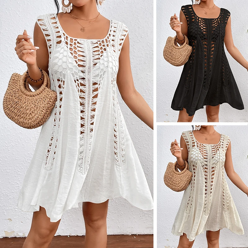 

Women's Beach Dress Tunic Blouse Pareo Up Cpae Clothing Blouse Knitted Sarong Bath Exit Saida Praia Luxo Summer 2024