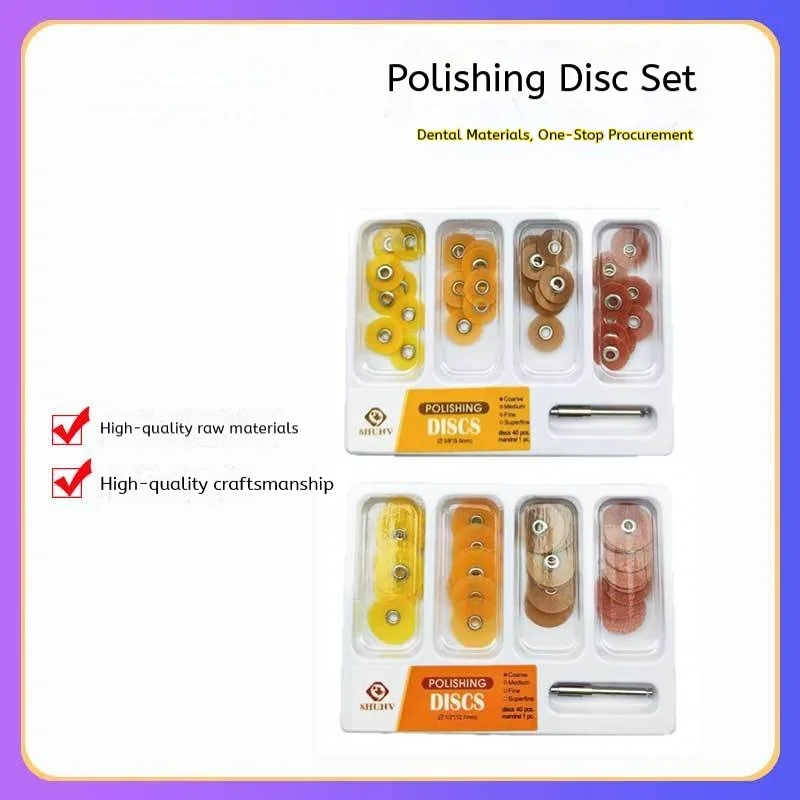 Dental Polishing Discs Kit 40Pcs Snap-On Sanding Discs with RA Shank Holder for Teeth Finishing & Whitening
