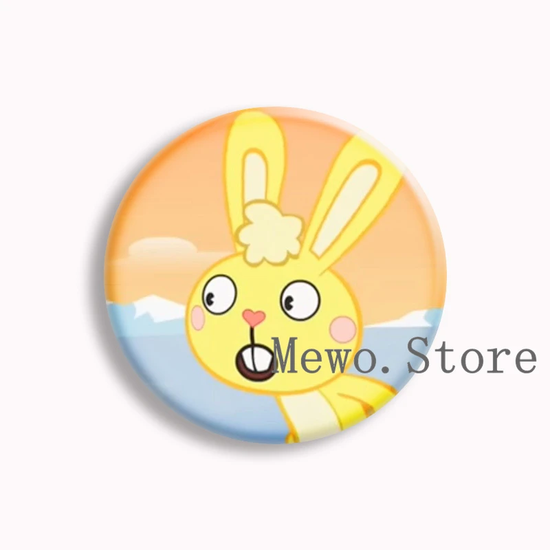 Cuddles Anime Soft Button Pin Happy Tree Friends Cartoon Character Brooches Badge Bag Decor Jewelry Fans Collect Kids Gifts