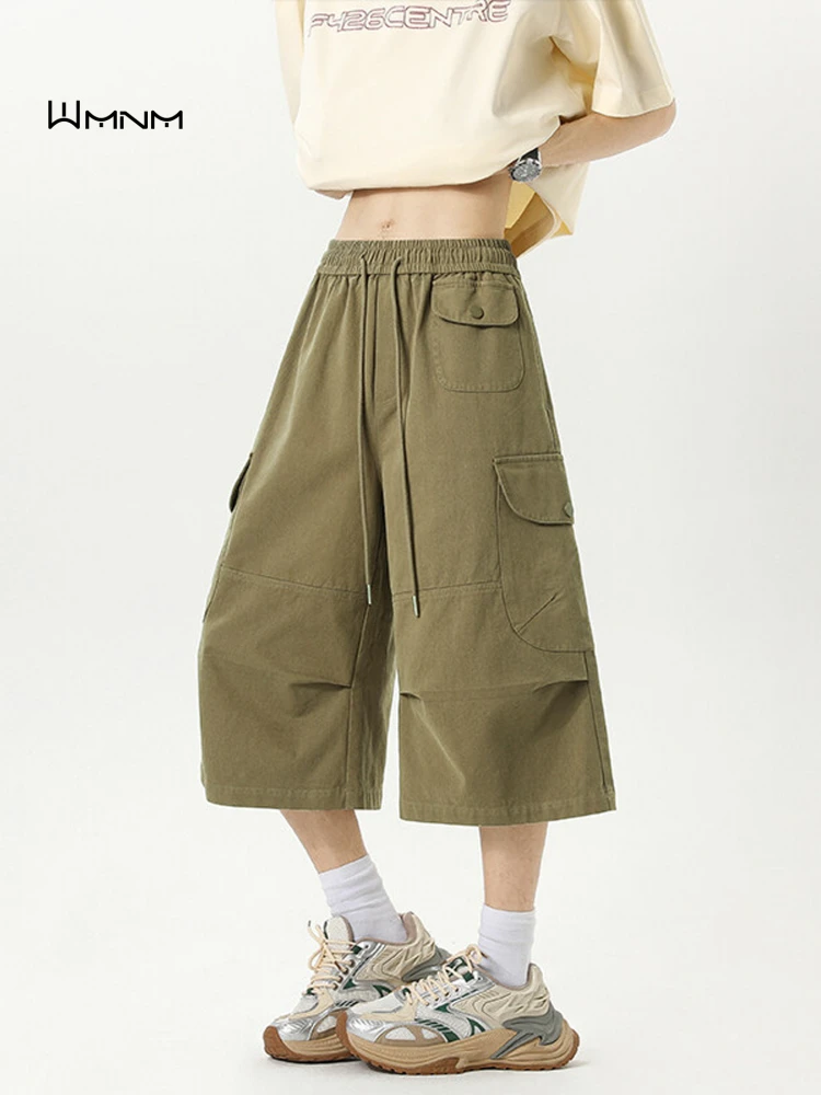 

American Sle Workwear Seven-Foot Pants Men's Summer Casual Loose Wide Leg orts Faionable Urban Sle Breathable Polyester