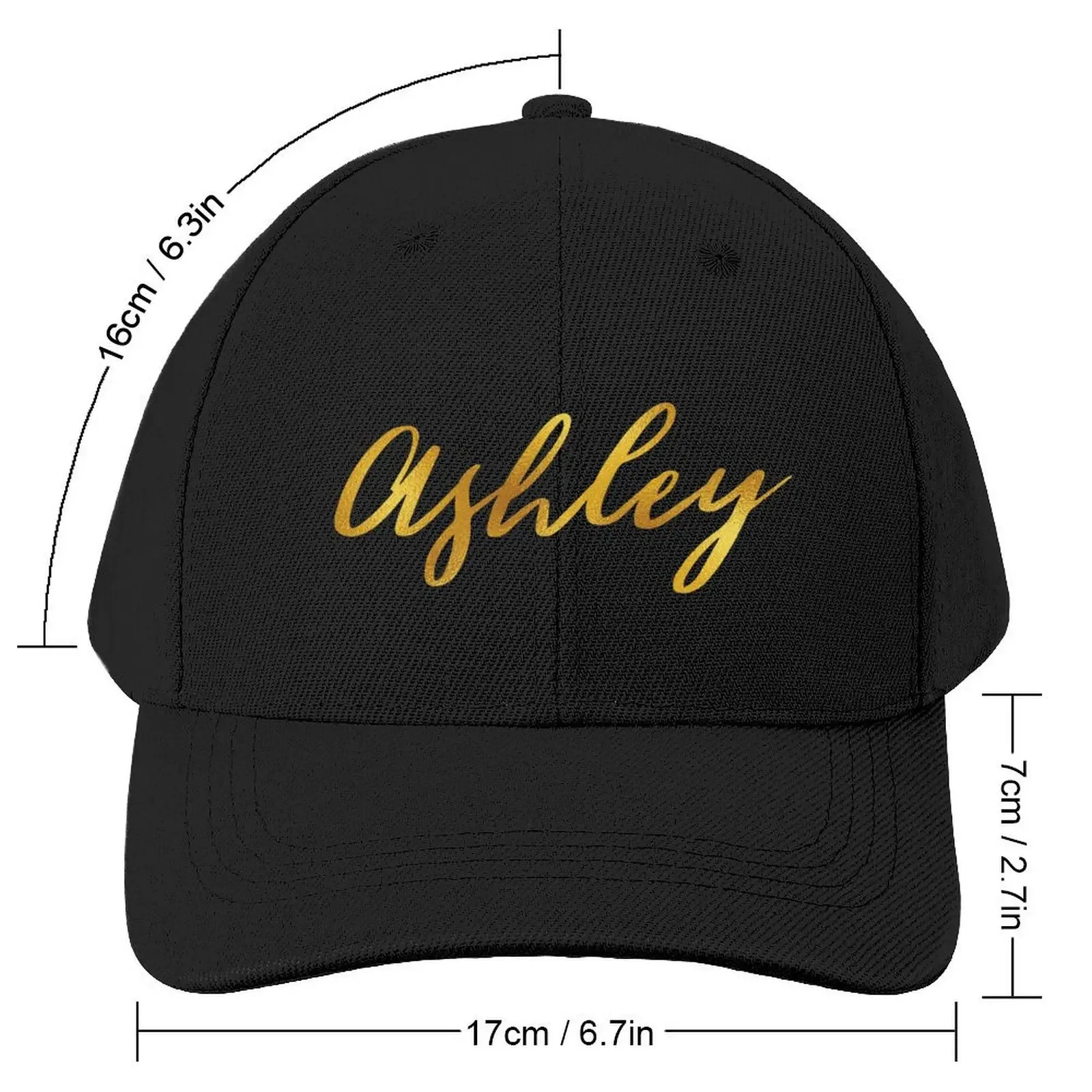 Ashley Name Hand Lettering in Faux Gold Letters Baseball Cap Sun Hat For Children Beach Outing Horse Hat For Men Women's