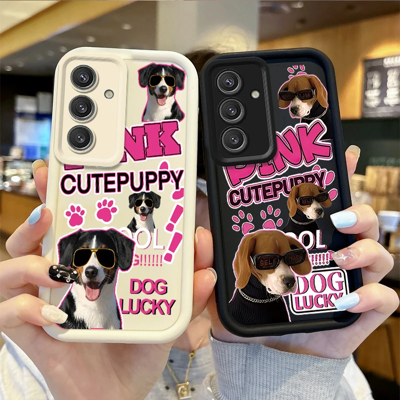 

Cute Glasses Puppy Popular Phone Case For Samsung Galaxy S24 S23 S22 S21Ultra Plus S23 S21 S20 FE Case Silicone Shockproof Cover