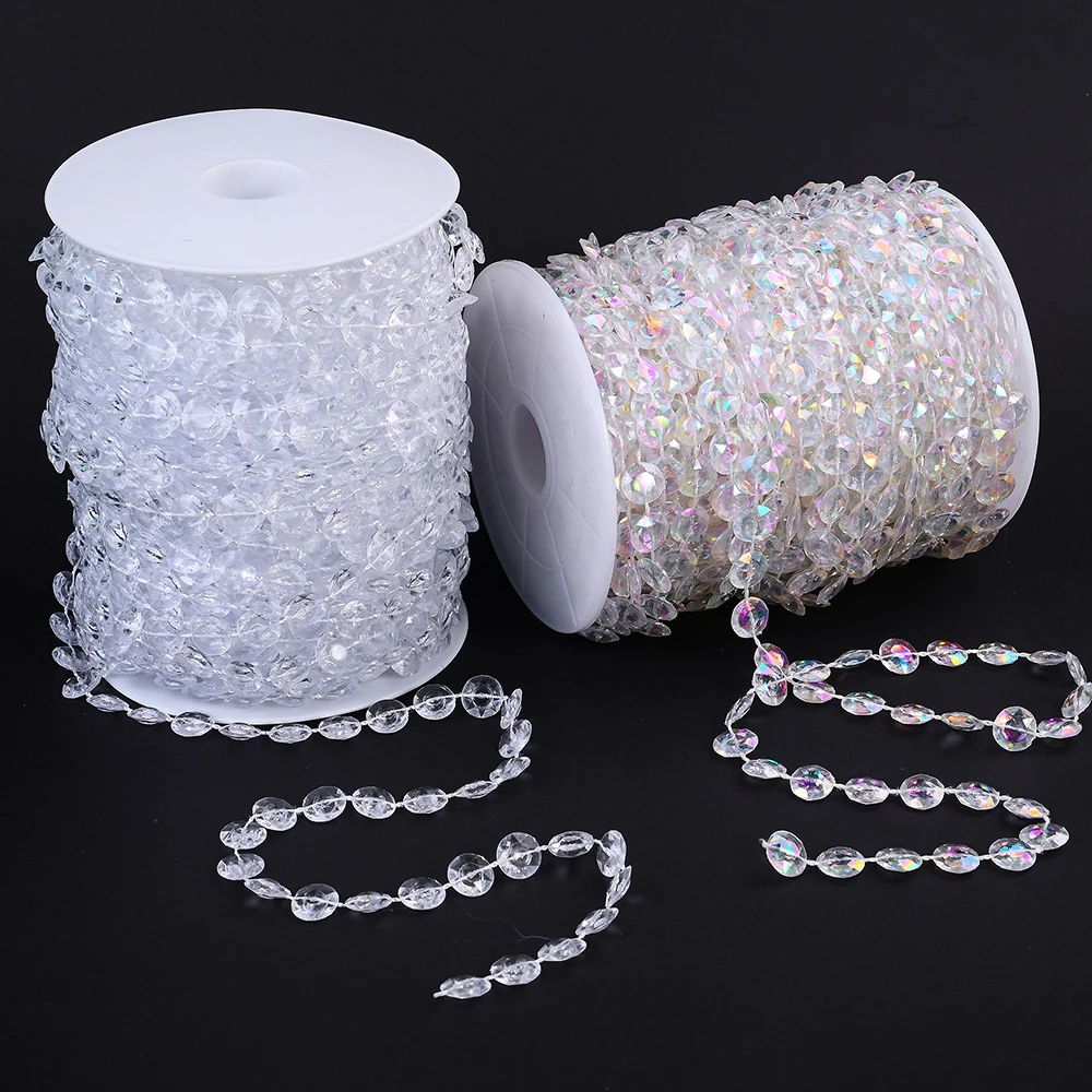 5 Meter Acryl-Perlenkettenrolle, transparente Perlenkette mit Kristallstruktur, geeignet für Weihnachtsbäume, Hochzeitsfeiern, Dekoration – Detail 1